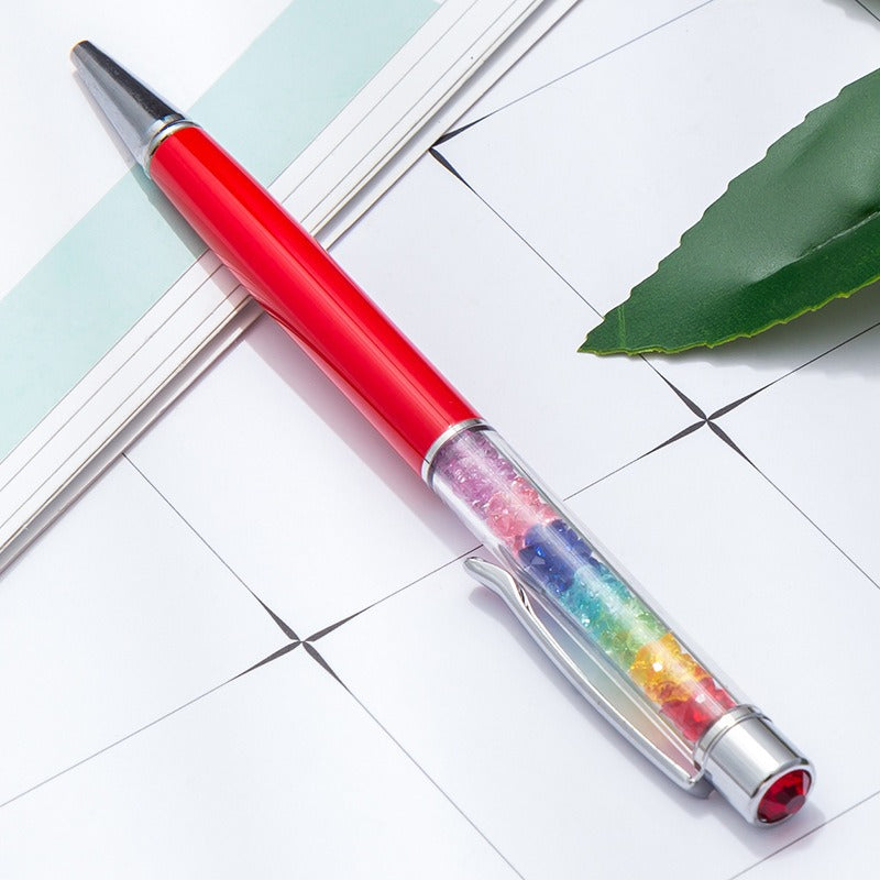 Whoelsale Pens Rainbow Crystal Pen Fragmented Diamond Fashion Metal Office Pen